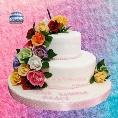 DKarles - Torta Rosas Arcoiris